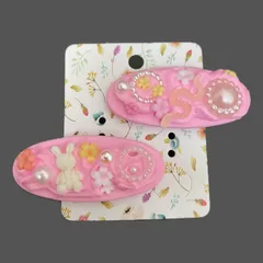 ミニヘアクリップ うさぎ キュート パール 2個セット