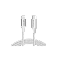 UGREEN USB-C Lightningケーブル【MFi認証取得 PD対応 1M】急速充電 ライトニングケーブル 高耐久 ナイロン編み iPhone ipadなど各種対応 シルバー