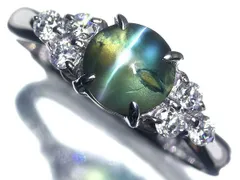 Pt900 アレキサンドライトキャッツアイ 1.84ct 大粒 D0.62ct