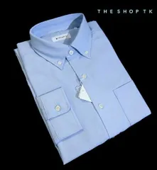 ※月346新品▼ タケオキクチ THE SHOP TK ボタンダウンカラー オックスシャツ 【 L 】 長袖シャツ ON・OFF対応 シャツ 速乾素材 ブルー系