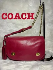 【希少】コーチ COACH レザー ショルダーバッグ ボルドー 赤 レッド