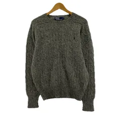 POLO RALPH LAUREN ポロ・ラルフローレン ワンポイントロゴ刺繡 ケーブルニット sizeM/グレー