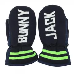 【超美品】ジャックバニー 手袋 ネイビー×白 ミトングローブ 一部ニット レディース  ゴルフウェア Jack Bunny