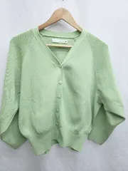 ◇ Θ Bou Jeloud ブージュルード 長袖 カーディガン サイズFREE ライトグリーン レディース P  【1410230017393】