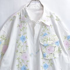 90s SAG HARBOR サグハーバー アジアン 刺繍プリント デザイン 総柄 シャツ ヴィンテージ チャイナ オリエンタル 90s SAG HARBOR サグハーバー アジアン 刺繍プリント デザイン