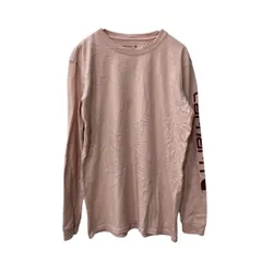 Carhartt 長袖 プリントTシャツ S ピンク カーハート プルオーバー ロンT ルーズフィット 袖プリント 古着卸 アメリカ仕入 a705-5513