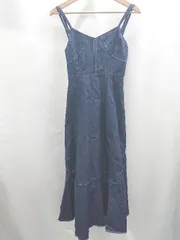 ◇ dazzlin サイドファスナー　デニム生地　夏デート ノースリーブ ロング丈 ワンピース サイズF ネイビー系 レディース E  【1506130001508】