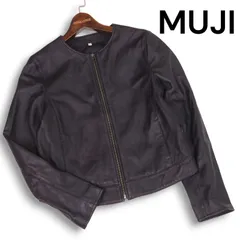 美品✨無印良品 MUJI ラムレザー ノーカラー ジャケット 本革 ブラック L 2025年最新】無印良品 レディース レザージャケット・ライダース