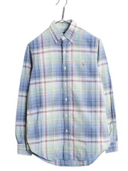 【お得なクーポン配布中!】 ラルフローレン チェック オックスフォード 長袖 ボタンダウン シャツ メンズ XS ポロ BD 長袖シャツ コットン ワンポイント マルチカラー