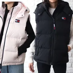 ダウンベスト レディース トミージーンズ ロゴ オーバーサイズ  ブラック ライトピンク TOMMY JEANS DW0DW14290