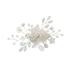 【シルバー×ワンサイズ】[Cream dot. クリームドット公式] ヘアアクセサリー レディース  ヘアクリップ ヘッドドレス フラワー パール ビジュー リーフ ワイヤー 調整可能 まとめ髪 髪飾り 花飾り 結婚式 二次会 お呼ばれ 大人