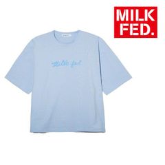 ミルクフェド tシャツ Tシャツ milkfed MILKFED ICING LOGO WIDE S/S TEE 103242011010 レディース ライトブルー 水色 ブルー ティーシャツ ブランド ティシャツ 丸首 クルーネック おしゃれ 可愛い ロゴ
