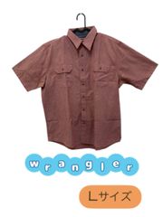 Wrangler　半袖シャツ　胸ポケット　ボルドー　汚れあり　しっかりした生地　U-407