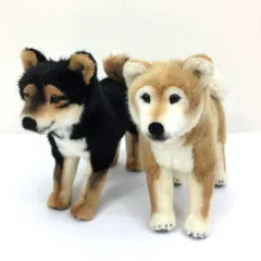 ○美品 KOSEN ケーセン 柴犬 立ち 茶 黒 2体セット ぬいぐるみ 犬 動物 ハンドメイド