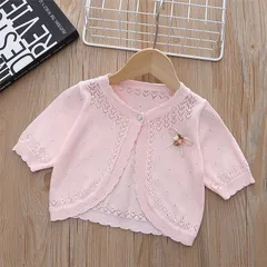 子供服 日焼け防止カーディガン 女児 UVカット 春 夏 アウター カーディガン 白 可愛い 80 90 100 110 120 130 ニット 子供服 薄い  女の子 canhong01