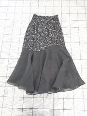 ◇ Θ アース ミュージック＆エコロジー 花柄 ロング丈 マーメイド スカート サイズF ブラック系 レディース E  【1509100083801】