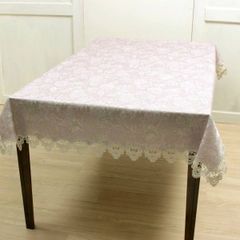 撥水加工 ピンク かわいい テーブルクロス 花柄 ラベンダー 高級品 長方形 はっ水 130×200 はっ水 ジャガード織 布製 レース 目隠しカバー フラワー 薔薇 フリークロス マルチクロス