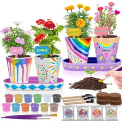 園芸用品 園芸キット お花 自由観察キット 自由研究キット 手作りキット 植物 メイキングトイ 栽培キット 炻器花鉢4個セット 男の子 工作キット 女の子 お絵描きキット 子供 人気 花鉢 プレゼント