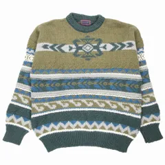 90s英国製GLENCRAIG総柄ユーロヴィンテージニットセーター北欧ヨーロッパ 希少 Lサイズ DIESEL ライダースジャケット 羊革 シープスキン ブラウン