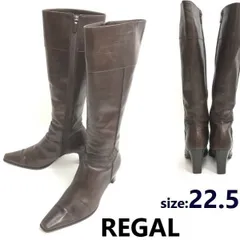 日本製/美品★リーガル/REGAL★本革/レザー/サイドジップ/ロングブーツ【レディース/size:22.5/茶】6.5cmヒール/Leather/Boots/Made in Japan◆bWB96-35<sale>