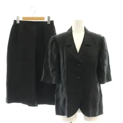 ニナリッチ NINA RICCI リネン 半袖 ジャケット スカート セットアップ 上下 五分袖 9 黒 ブラック /AT ■OSのサムネイル