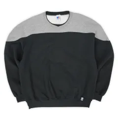 ラッセル RUSSELL 90s 90年代 バイカラー スウェット ブランク 無地 旧タグ 珍品 MADE IN USA アメリカ製 ヴィンテージ 古着 メンズ トレーナー グレー ブラック XXL【中古】