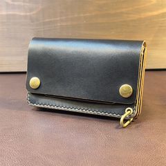 高品質ヌメ革 – ミドルトラッカーウォレット – 丘染めブラック – TWM01-BNM-02