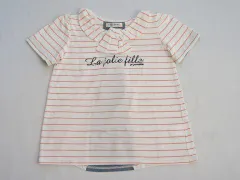 ポンポネットジュニア pom ponette junior アウトレット 子供服 女の子 160cm 半袖 カットソー 白 ボーダー オレンジ 春 夏 ★3 トップス ガールズ 女児 キッズ ジュニア 【中古】 ユーズド リサイクル