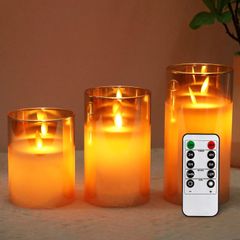 【数量限定】クリスマス ライト 蝋燭 結婚式 電池式 明るさ調整 誕生日 専用リモコン付き 省エネ 安全 室内 ゆらゆら揺れる 火を使わないLedろうそくライト 室外飾り 暖色光 本物の炎のようにゆらめく3点セット ロウソク インテリアライト ゴールド led
