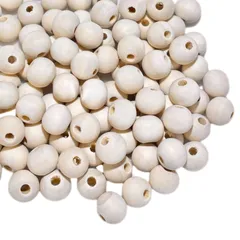 4mm 100個 + 6mm 100個 計200個 ウッドビーズ 丸型 ナチュラル 木目 天然 木製 穴あり