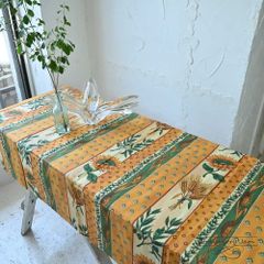 L3705-574 送料込！ 英国ヴィンテージ リネン テーブルクロス ファブリック 花 ひまわり クロス イギリス