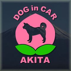 秋田犬のドッグインカーかわいい桃ちゃんのピンク色ステッカー‼︎