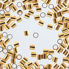 つぶし玉　1.5mm　ゴールド　200個　筒状　カシメ　かしめ玉　AP1988のサムネイル