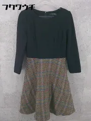 ◇ UNIVERVAL MUSE ユニバーバル ミューズ バックジップ 長袖 膝丈 ワンピース ブラック マルチ レディース 【中古】 【1002801298012】のサムネイル
