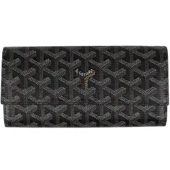 【在庫一掃】 ゴヤール GOYARD ロゴ 二つ折り 長財布 札入れ カード入れ 小銭入れ 長財布 レザー ブラック レディース 【中古】のサムネイル