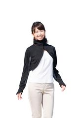 羽織 指穴 冷房対策 長袖 ストレッチ 日除け 首元 おしゃれ 立ち襟 カーディガン レディース UVカットボレロ ボレロ UVカット [ミセスエール]