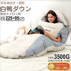 封筒型 寝袋 冬用 3.5kgダックダウン -20-25度耐寒 320T防水 両手出せる可能 防寒 アウトドア キャンプ 収納袋付 丸洗い 防災 登山 車中泊