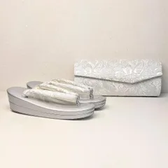 草履 バッグセット フォーマル 振袖 和装 洋装 フリーサイズ シルバー u45