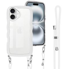 新品 iPhone 16 用 ケース クリア ショルダー iPhone 16 用 カバー 首掛け 肩がけ 斜めかけ 紐付き ストラップ付き アイフォン16 用 ケース 韓国 可愛い かわいい 透明 薄型 シリコン TPU バンパー スマホケース ホワイト