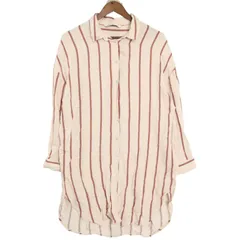 ZARA ザラ 通年 現行タグ★ レーヨン100% 長袖 ストライプ ロング シャツ ワンピース Sz.L レディース