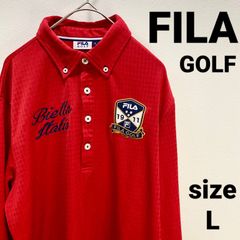 FILAGOLF　フィラゴルフ　長袖　ポロシャツ　レッド　メンズ　L　ゴルフウェア