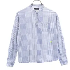 Emporio Armani エンポリオアルマーニ ストライプ×チェック 長袖 シャツ 12A ブルー×ホワイト キッズ 古着