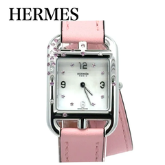 【中古美品】 HERMES エルメス ケープコッド シェル文字盤  ステンレススチール　 ローズサクラ ピンクサファイヤ ダイヤモンド CC1.233