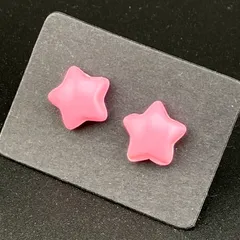 【新品】樹脂ピアス 両耳セット 金属アレルギー対応 樹脂キャッチ付◆星 スター 大きめ ピンク 可愛い 大きめ チャーム◆ワンポイント スタッドピアス◆ 樹脂ポスト 軽量 シンプル デザイン