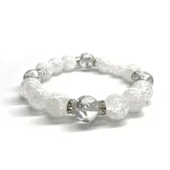 12mm 四神獣銀彫水晶×クラック水晶 パワーストーン ブレスレット天然石 運気上昇 開運 健康運 厄払い お守り 青龍 白虎 玄武 朱雀 （シルバー）メンズ・レディース　男性・女性　数珠ブレス　開運   [6]