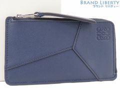 【超美品】ロエベ　LOEWE　パズル　アナグラム　ロング コインカードホルダー L字ファスナー　カードケース　パスケース　コインケース　小銭入れ　コンパクト財布　アビスブルー ネイビー　C510G17X05
