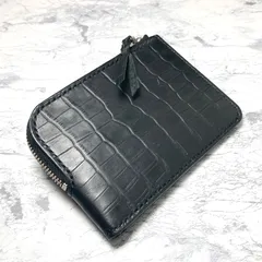 本革 L字ファスナー財布 メンズ | 型押しスモールクロコの上質フラグメントケース 黒
