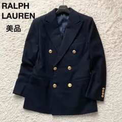 美品 ラルフローレン RALPH LAUREN ビンテージ 当時物 90s～00s 東京スタイル ダブルブレストジャケット 紺ブレ テーラードジャケット フォーマル 金ボタン 6ボタン ウール 起毛 レディース 9号