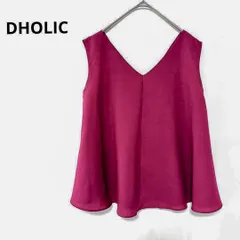 F【超美品】 DHOLIC ディーホリック フリーサイズ カットソー ノースリーブ フレア 春夏 パッションピンク　ピンクパープル　はっきりとしたピンク紫 フレアノースリーブゆらゆらカットソー S772_Ky116のサムネイル
