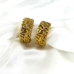 【中古】シャネル ココマーク フープイヤリング ヴィンテージ ゴールド